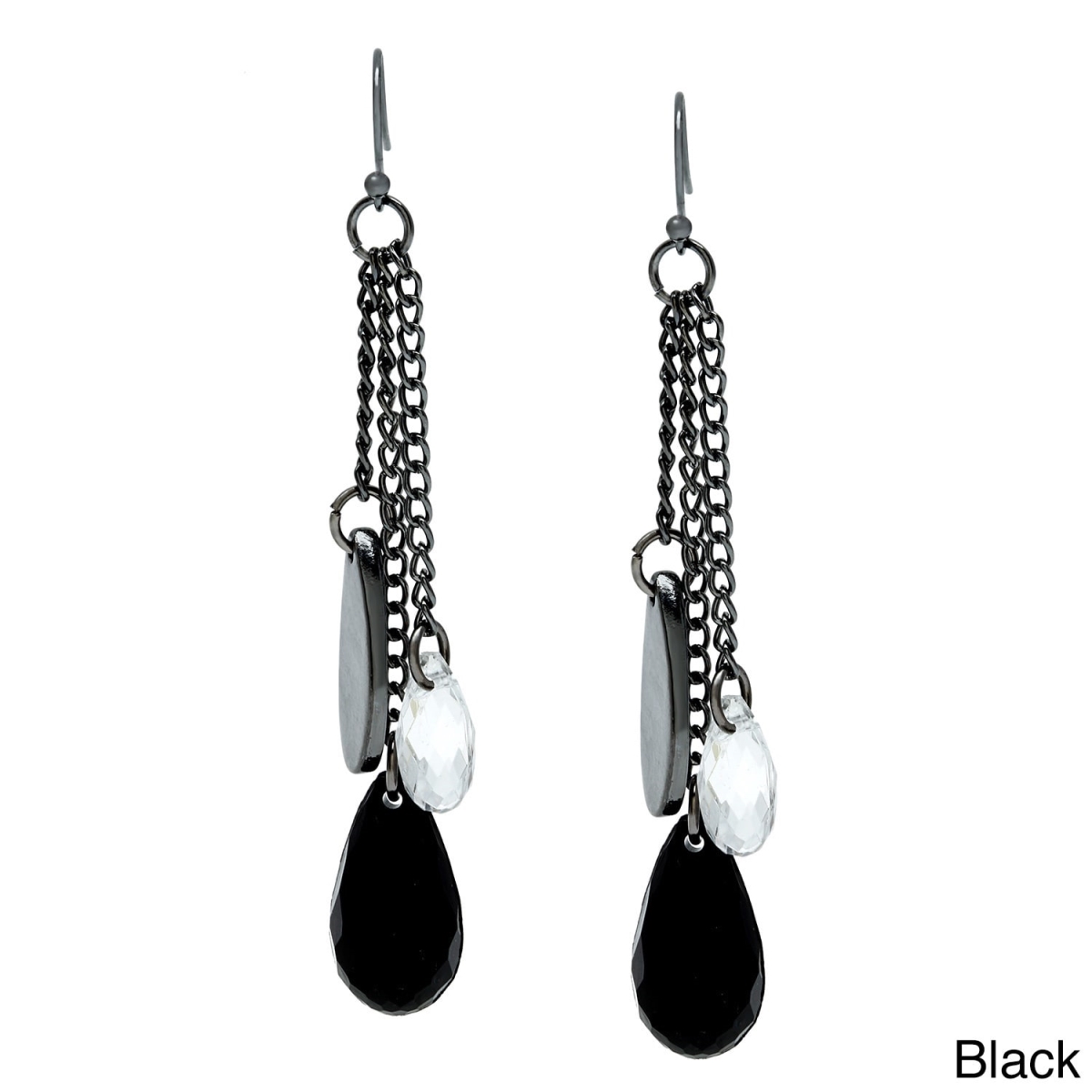 Picture of Alexa Starr 6509-EP-Blk Tassel Chain and Lucite Earrings