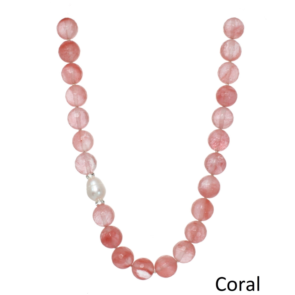 Picture of J&H Designs JHN9808-Coral Genuine Gemstone and Freshwater Pearl Necklace