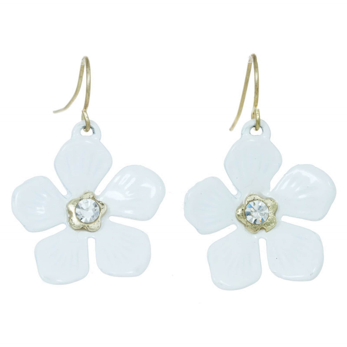 Picture of J&H Designs JHE9131_White Flower Drop Earrings