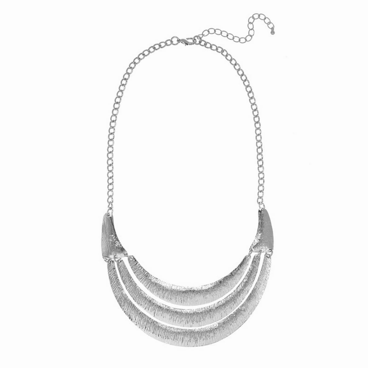 Picture of J&H Designs JHN9161-Silvertone J&H Designs Hammered Three-Panel Necklace