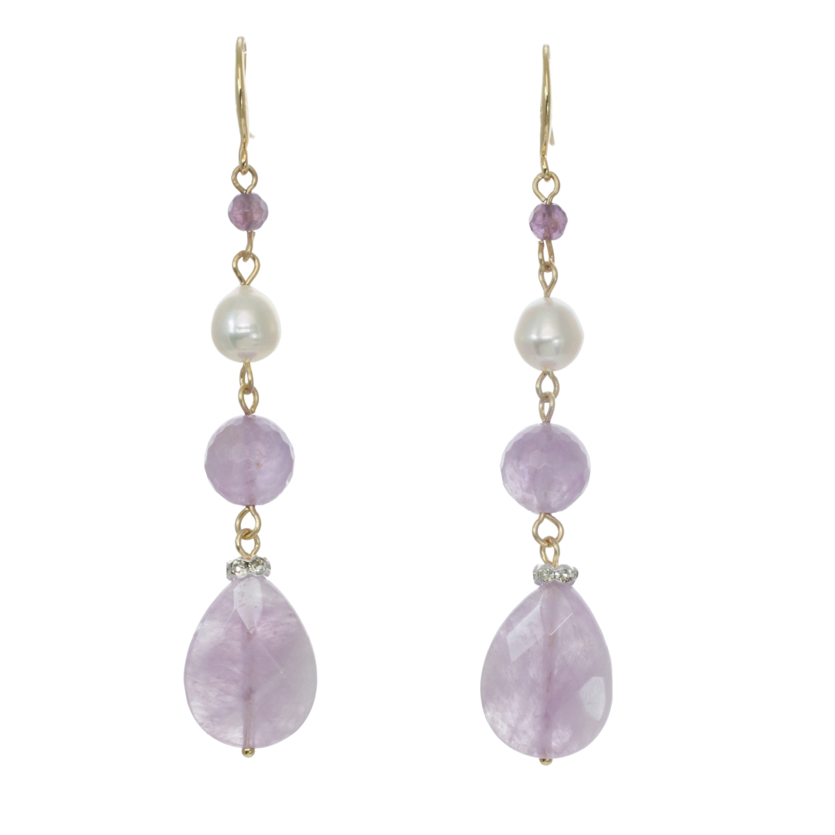 Picture of J&H Designs JHE9784-Lav Mixed Gemstone Linear Drop Earrings