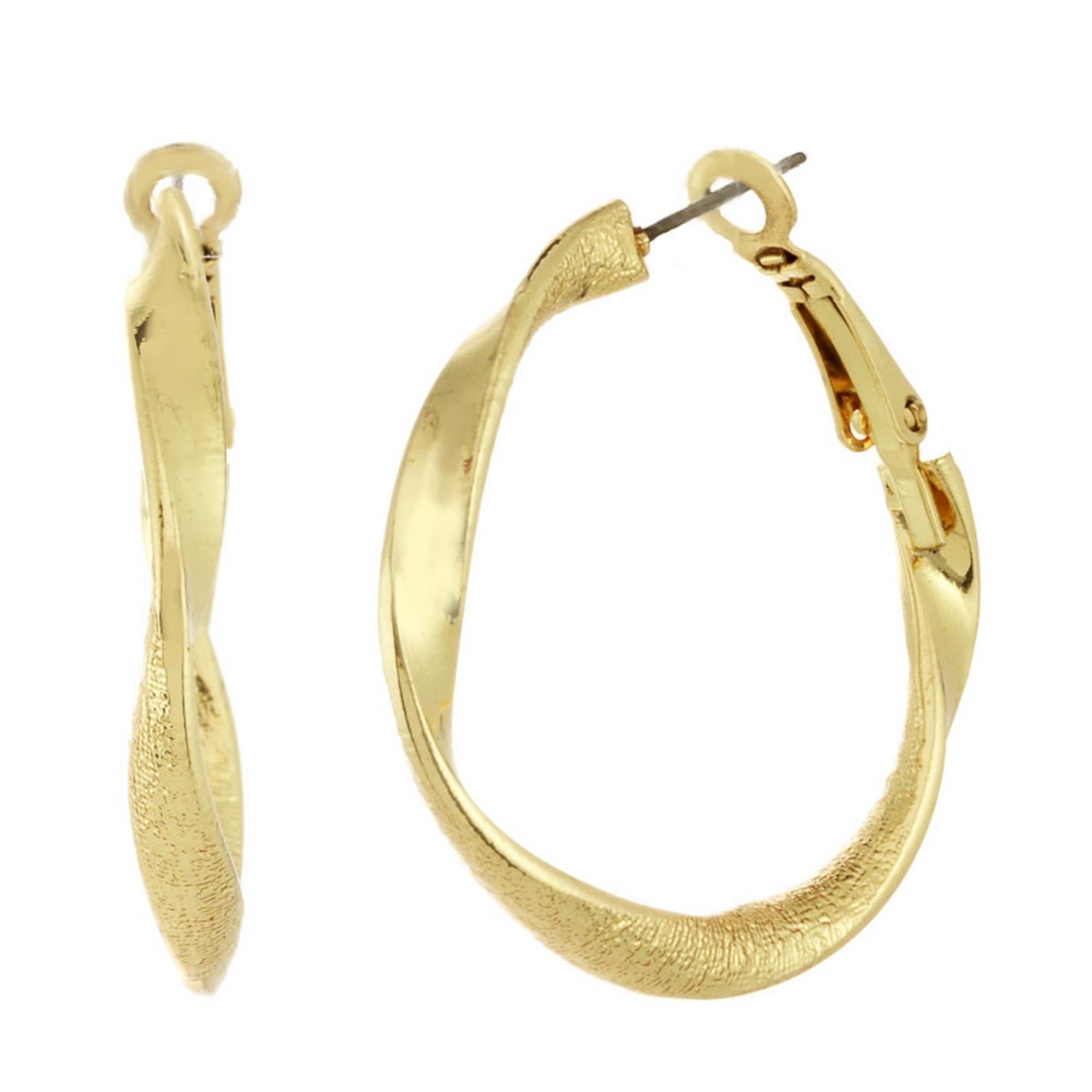 Picture of J&H Designs JHE9300-Goldtone J&H Designs Twisted Clutchless Dust Hoop Earrings