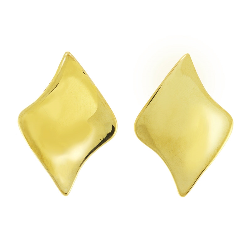 Picture of J&H Designs J9227-EC-Gold Polished Wavy Navette Clip-On Earrings