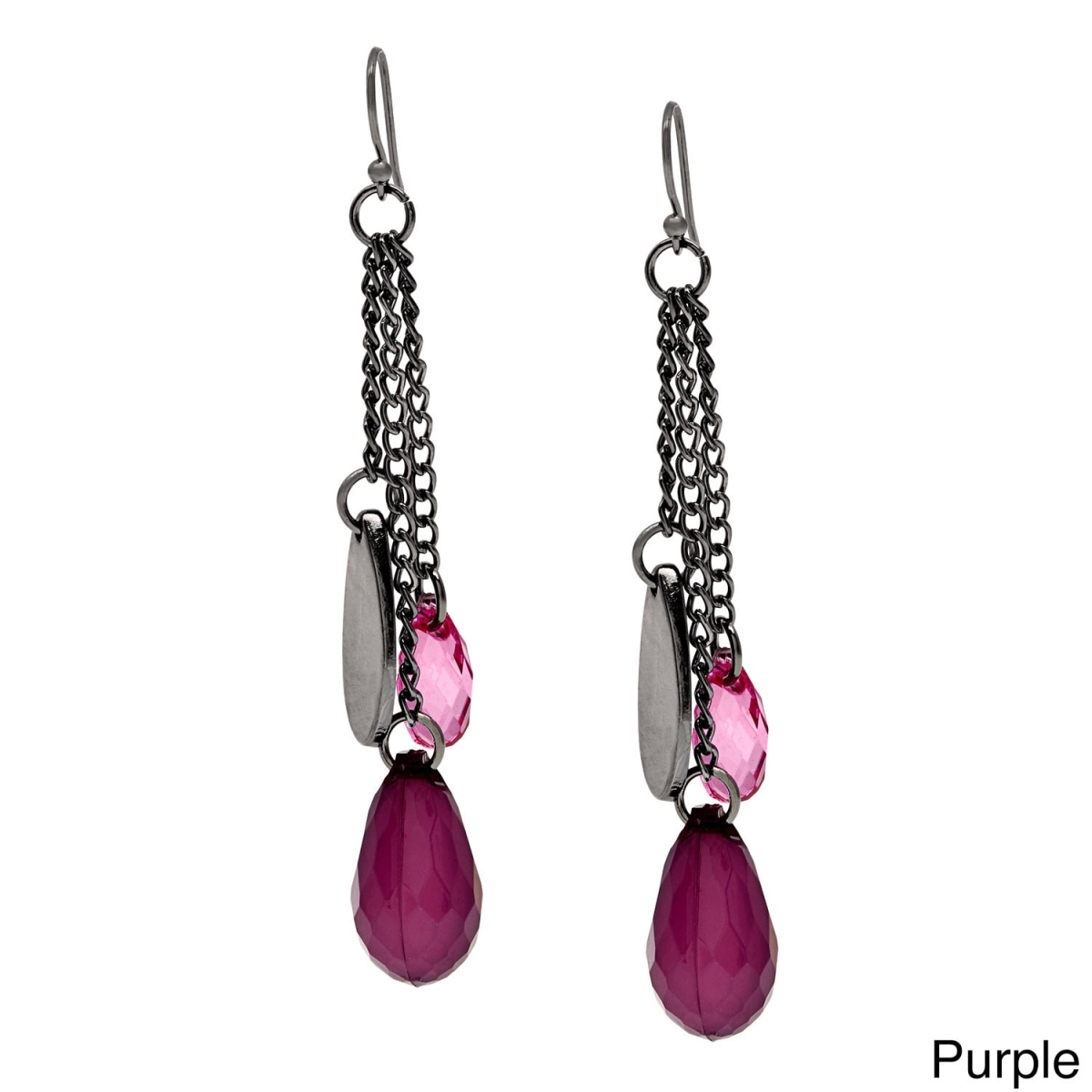 Picture of Alexa Starr 6509-EP-Purple Tassel Chain and Lucite Earrings