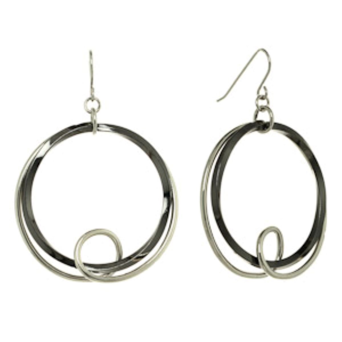 Picture of J&H Designs 7805_EP_SIL_HMT 2 Tone Ring & Loop Drop Earring
