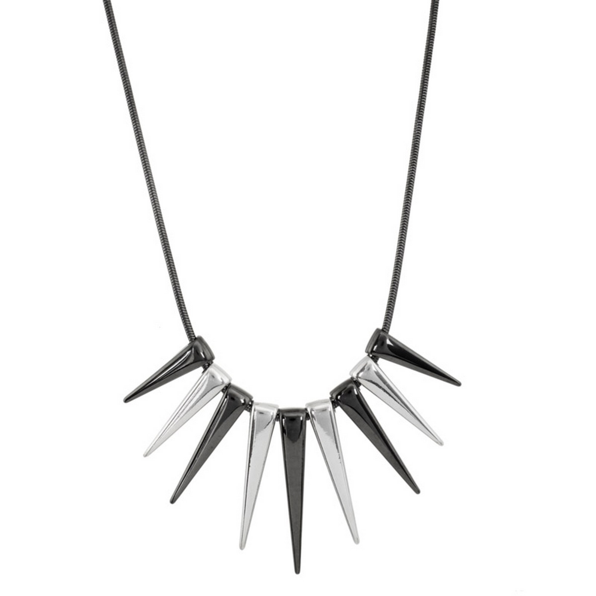 Picture of J&H Designs JHN9237_Hematite Two-Tone Spike Necklace