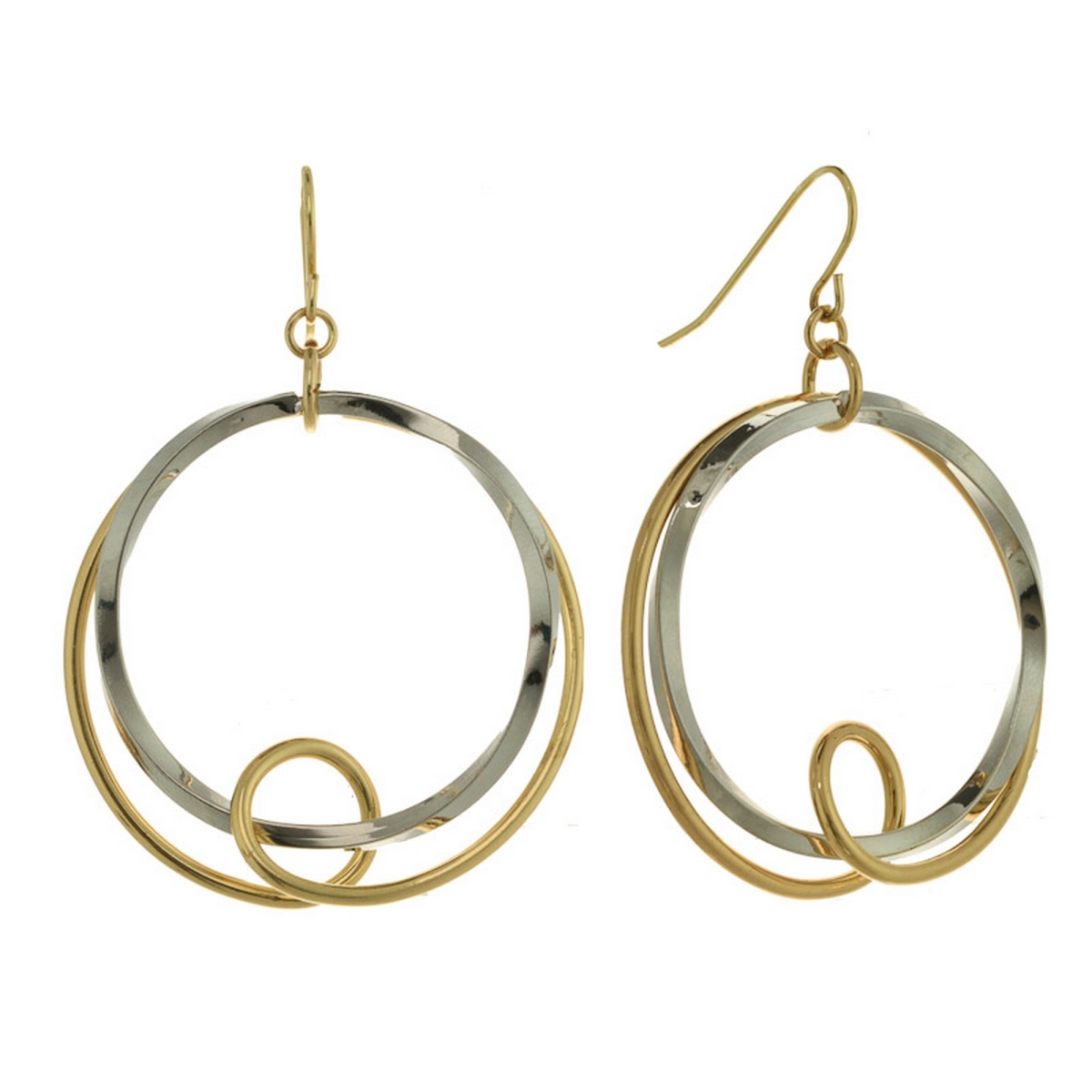 Picture of J&H Designs 7805-EP- 2 Tone 2 Tone Ring & Loop Drop Earring