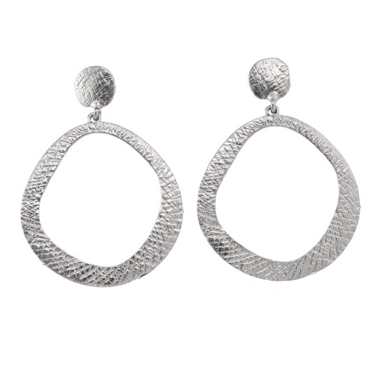 Picture of J&H Designs JHE9161-Silvertone Etched Open Circle Drop Earrings