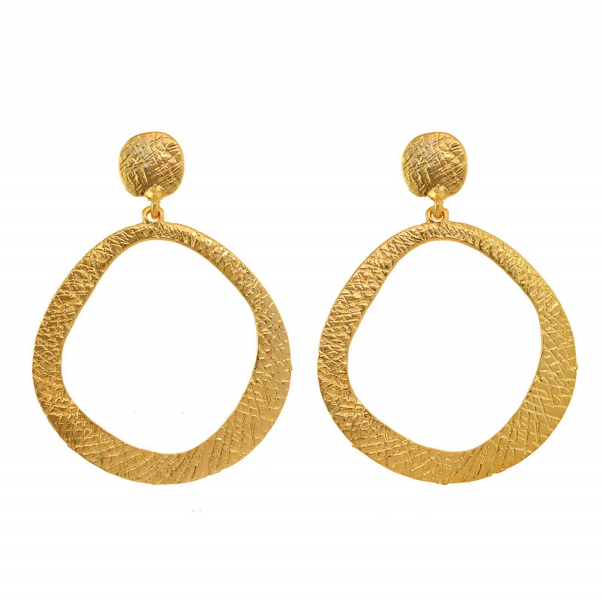 Picture of J&H Designs JHE9161-Goldtone Etched Open Circle Drop Earrings
