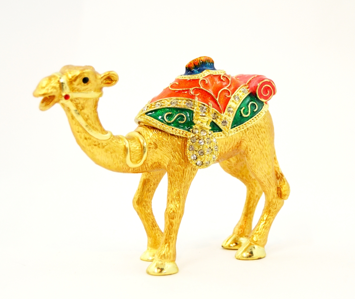 Picture of Ciel Collectables 1013234B Camel Gold Plating Trinket Box with Colorful Saddle - Swarovski Crystals & Enamel