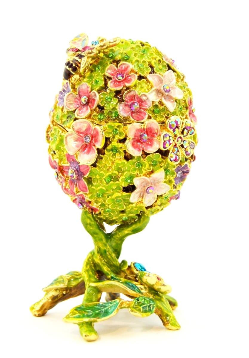 Floral Egg Trinket Box - Gold Plated with Swarovski Crystals
