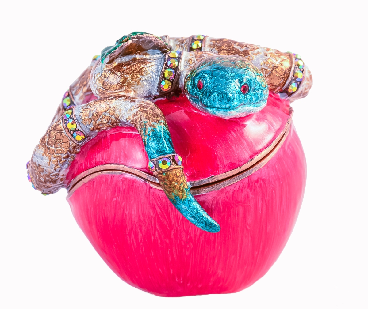 Picture of Ciel Collectables 1013755 Snake on Apple Gold Plating Trinket Box - Swarovski Crystals & Enamel