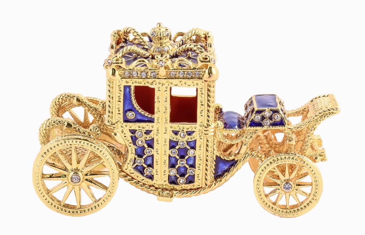 Picture of Ciel Collectables 1013810B Stage Coach Gold Plating Trinket Box - Swarovski Crystals & Enamel