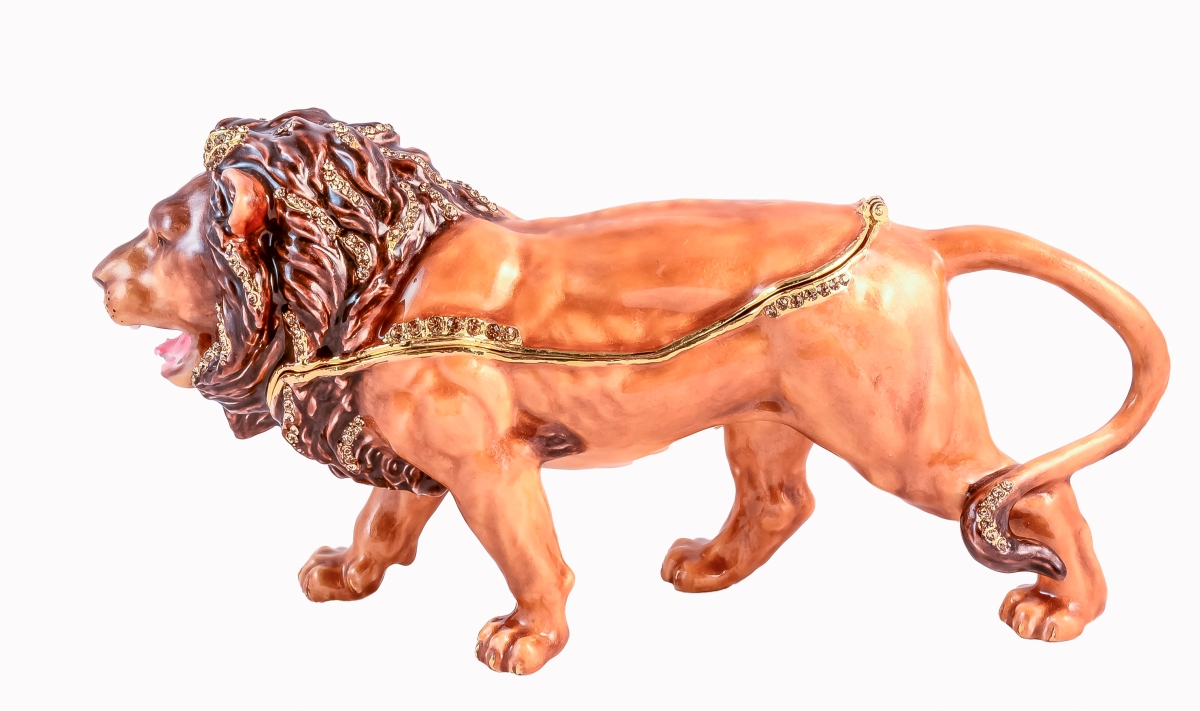 Picture of Ciel Collectables 1013879 Big Lion Gold Plating Trinket Box - Swarovski Crystals & Enamel
