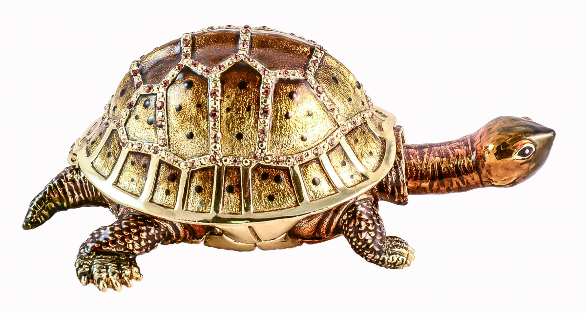 1014727 Big Turtle Gold Plating Trinket Box - Swarovski Crystals & Enamel