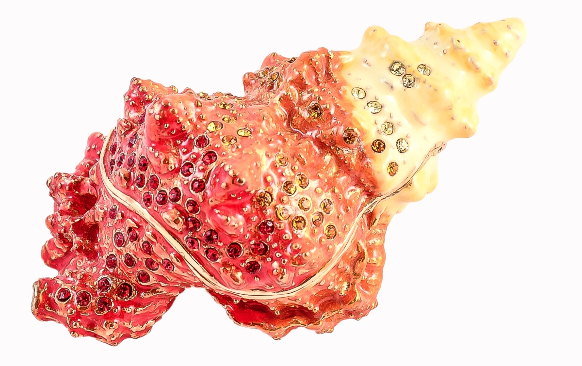 1014814 Conch Shell Gold Plating Trinket Box - Swarovski Crystals & Enamel