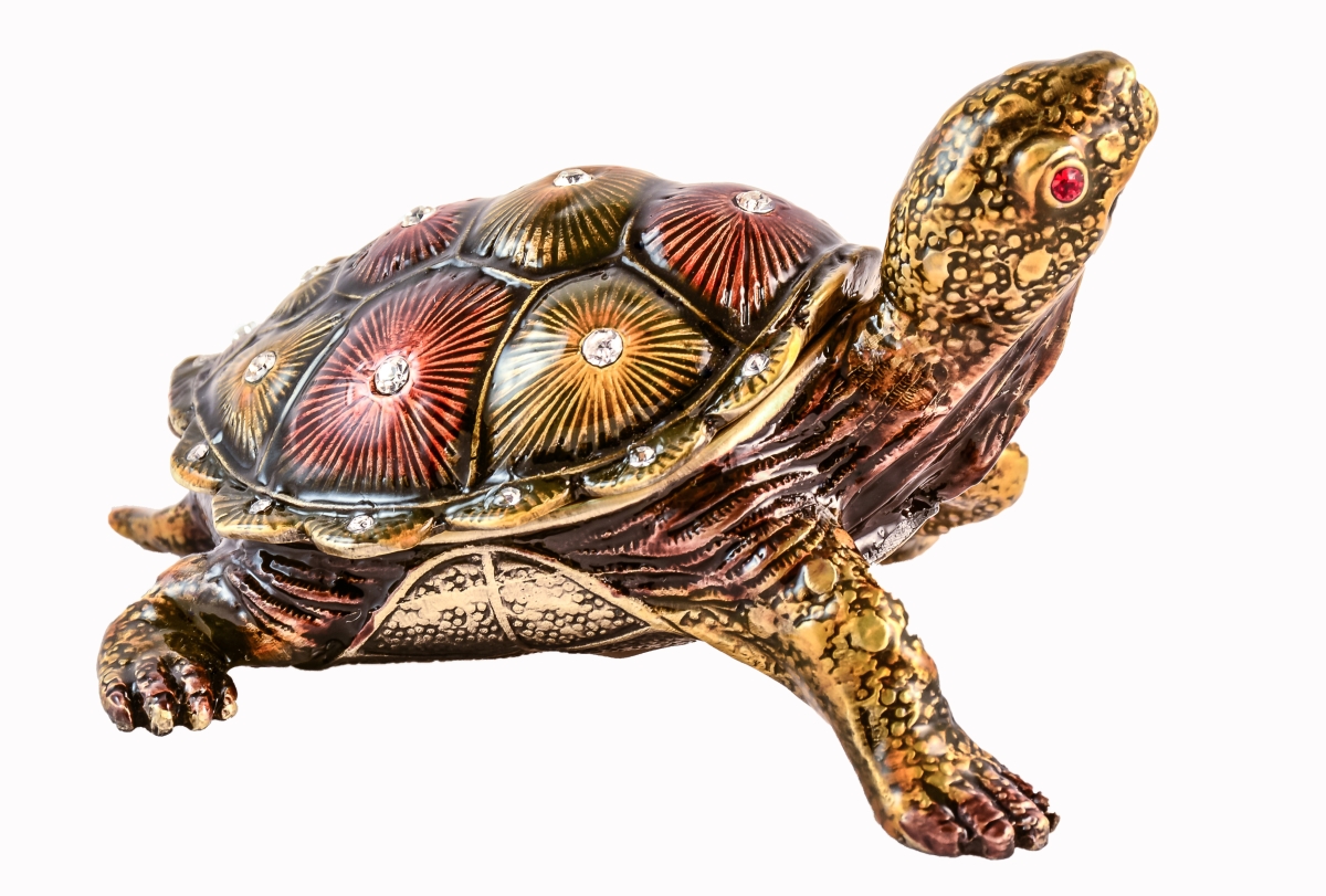1014944 Turtle Gold Plating Trinket Box - Swarovski Crystals & Enamel