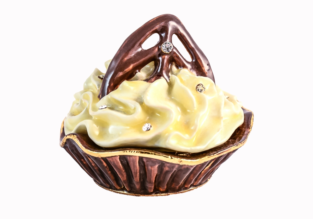 Picture of Ciel Collectables 1018428 Chocolate Pie Gold Plating Trinket Box - Swarovski Crystals & Enamel