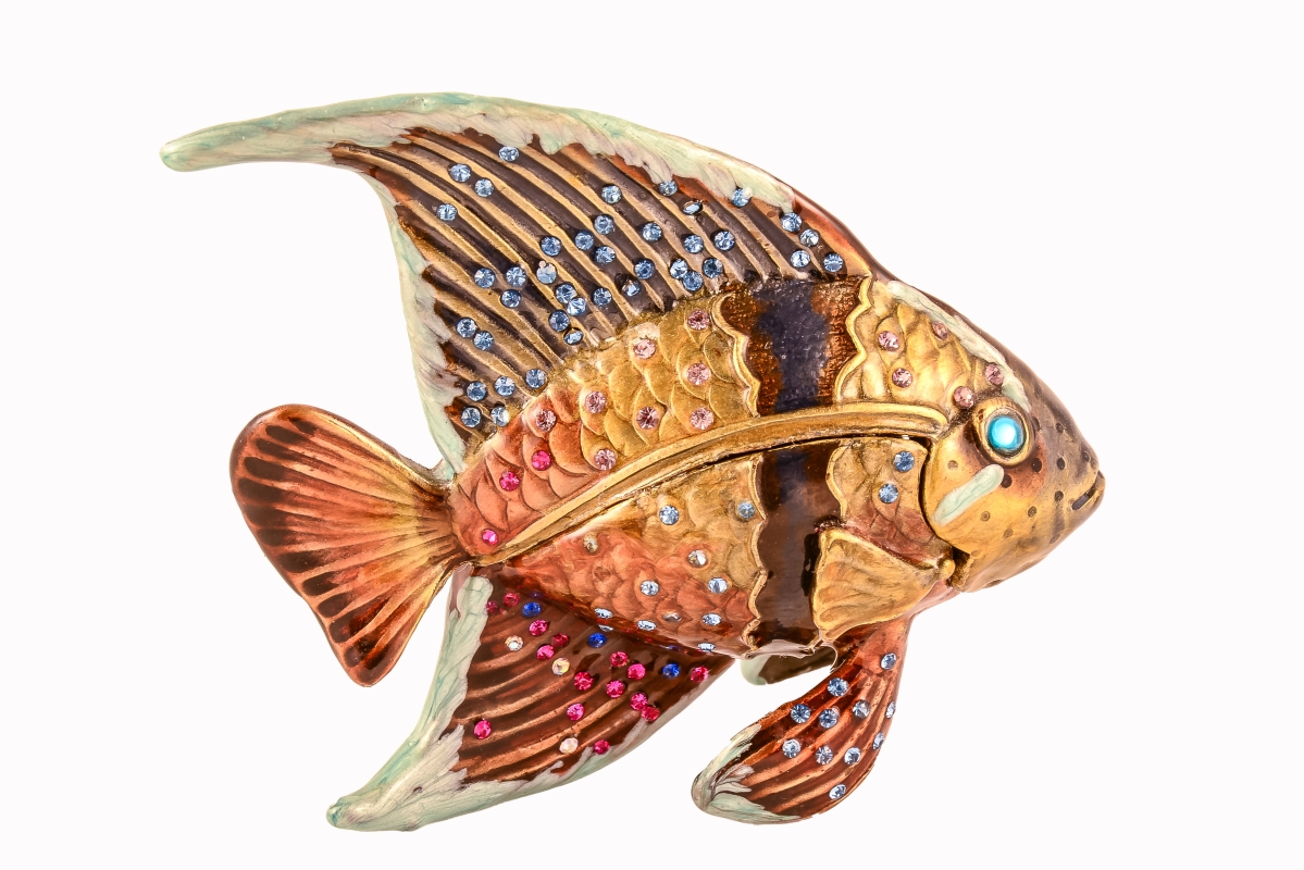 Picture of Ciel Collectables 1019575 Multi Color Fish Gold Plating Trinket Box - Swarovski Crystals & Enamel