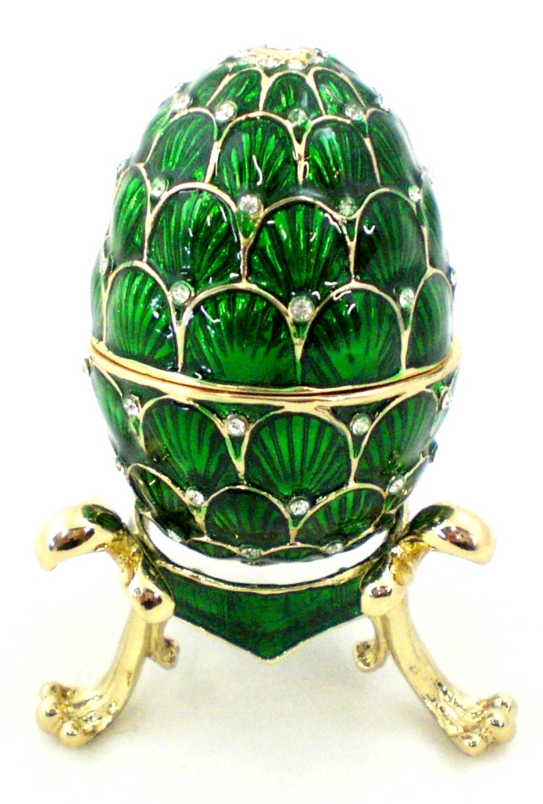 Faberge Style Egg Trinket Box - Gold Plated with Swarovski Crystals