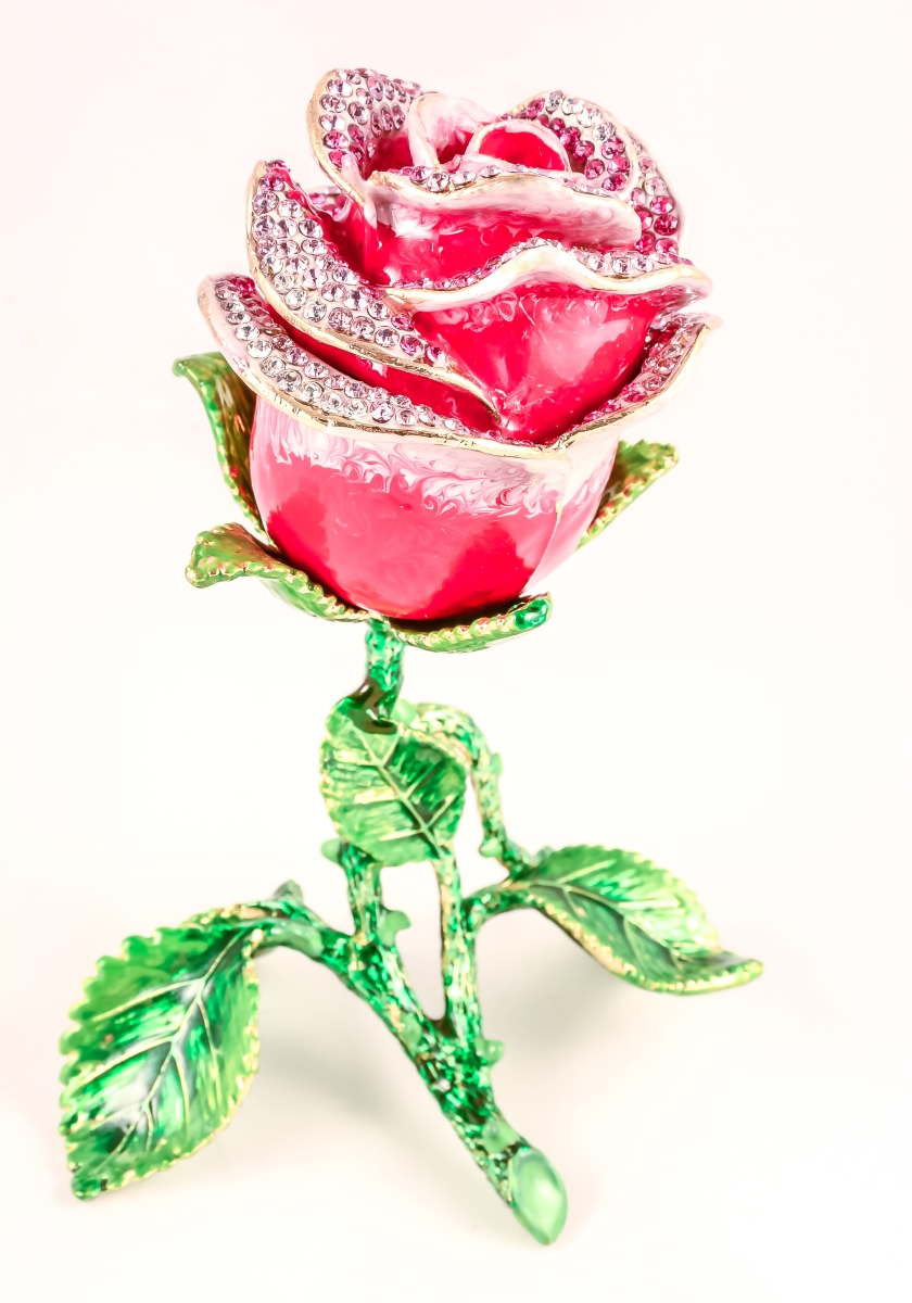 Picture of Ciel Collectables 1054649A Standup Rose Gold Plating Trinket Box - Pink Enamel & Swarovski Crystals