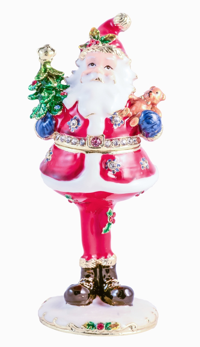 1131443 Santaclause Gold Plating Trinket Box - Swarovski Crystals & Enamel