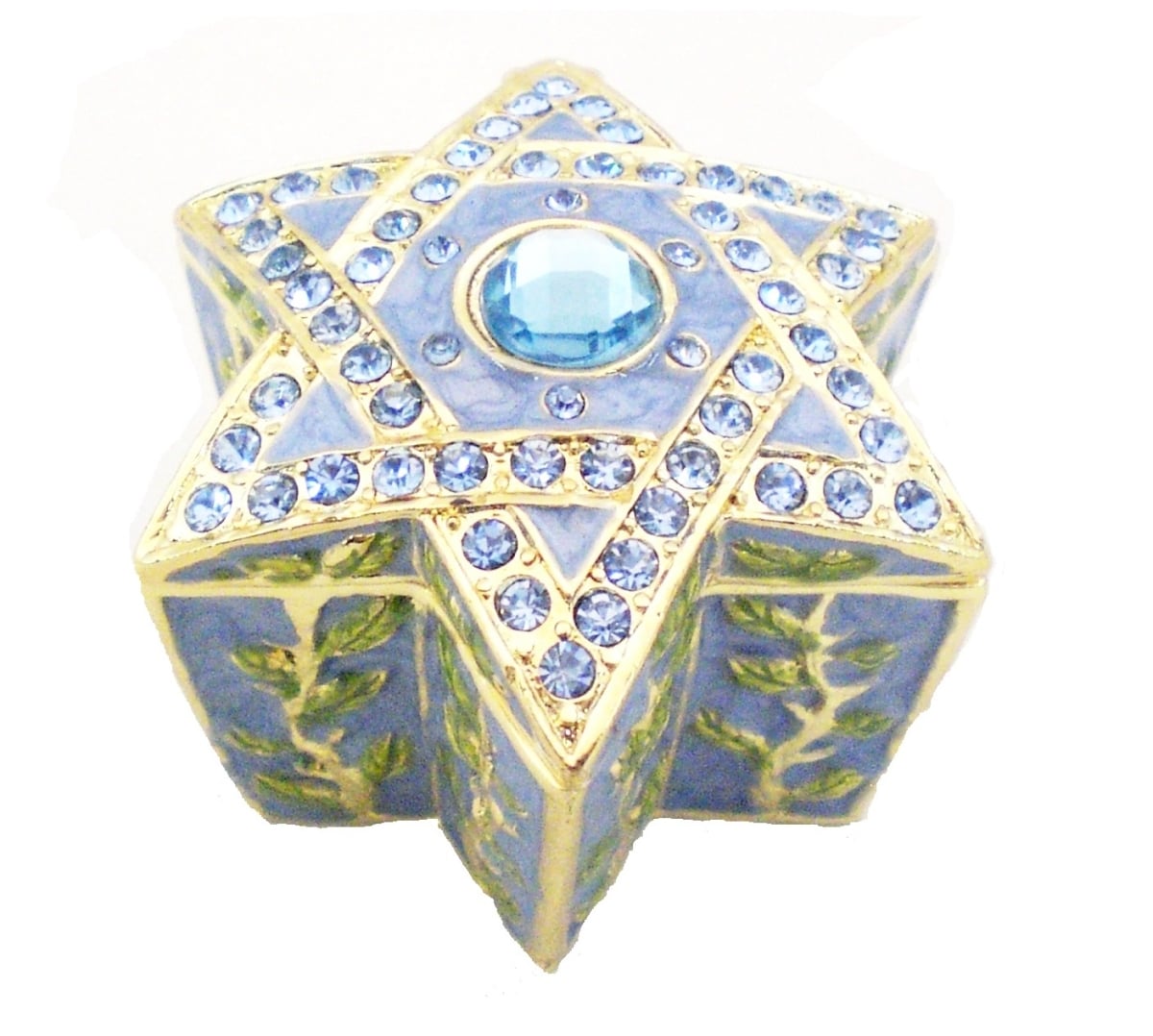 1141312 Star of David Gold Plating Trinket Box - Swarovski Crystals & Enamel