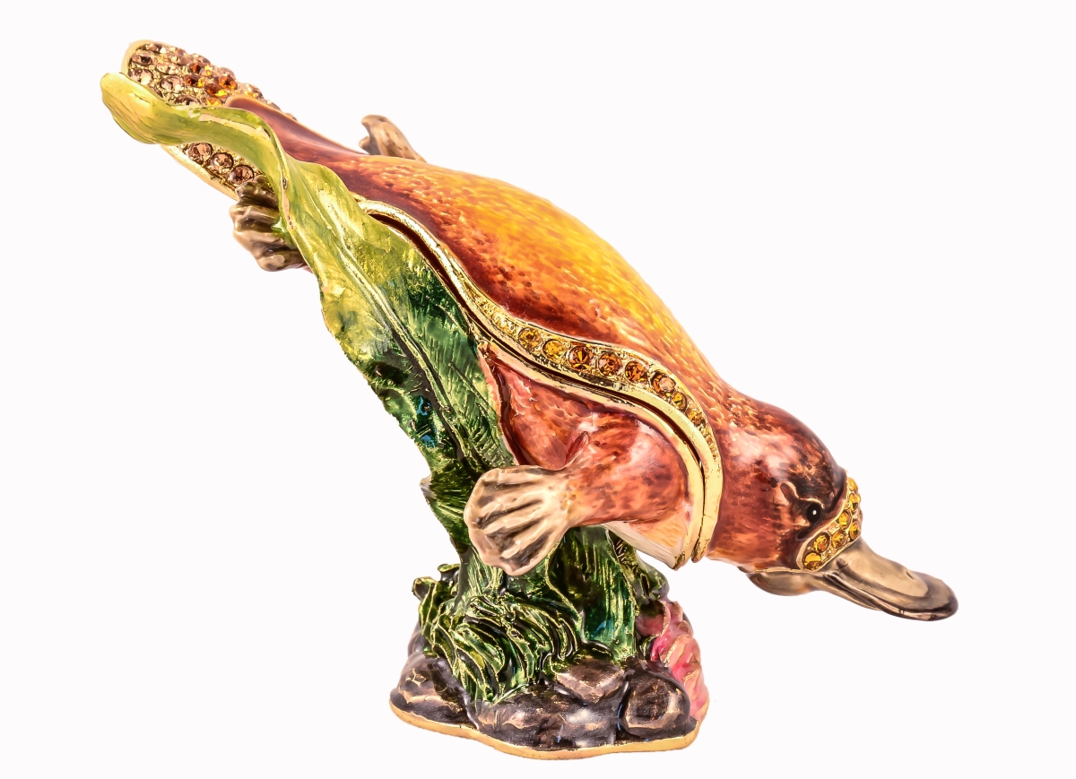 Platypus Trinket Box - Gold Plated with Swarovski Crystals - Unique Design