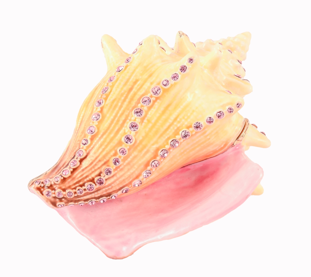 1141604 Conch Shell Gold Plating Trinket Box - Swarovski Crystals & Enamel