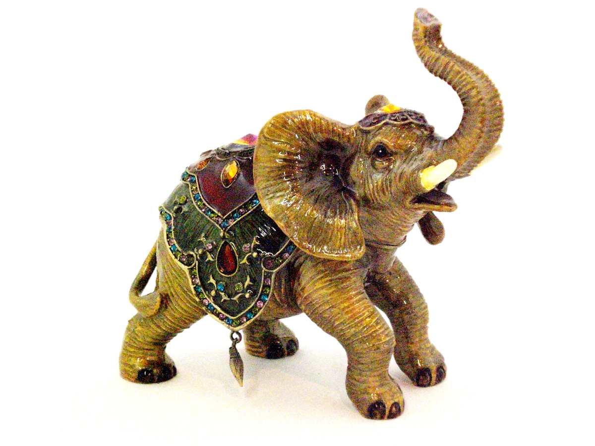 Picture of Ciel Collectables 1142101B Bejeweled Elephant Gold Plating Trinket Box - Swarovski Crystals & Enamel