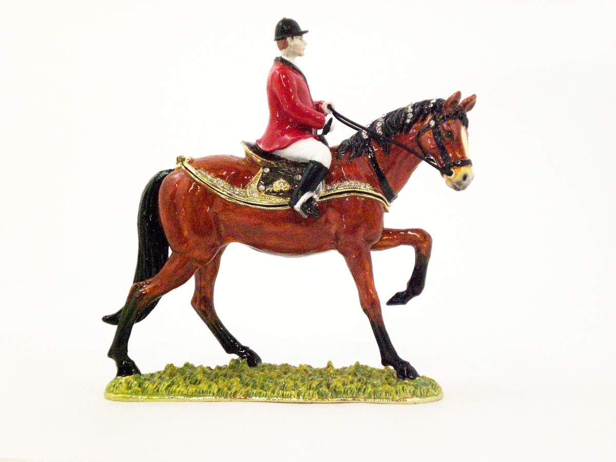 Picture of Ciel Collectables 1142392 English Horse Gold Plating Trinket Box - Swarovski Crystals & Enamel