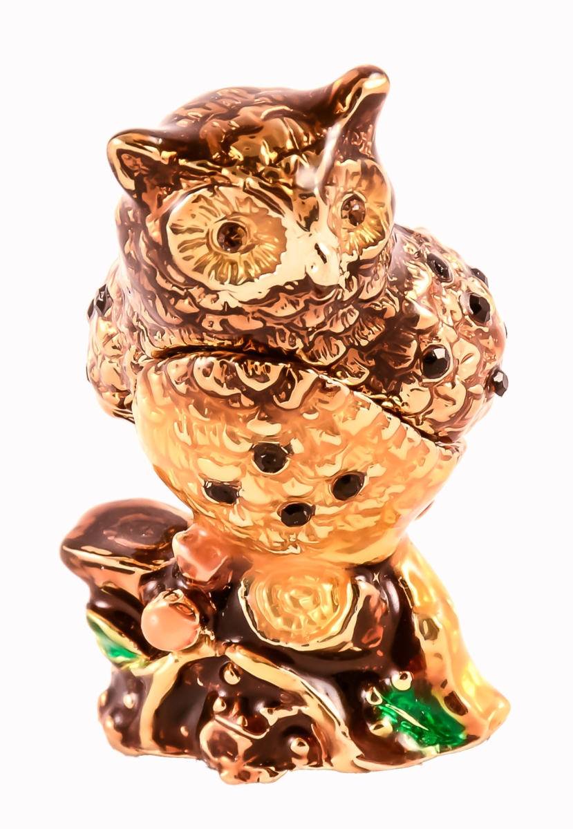 Picture of Ciel Collectables 1150860 Mini Owl Gold Plating Trinket Box - Swarovski Crystals & Enamel
