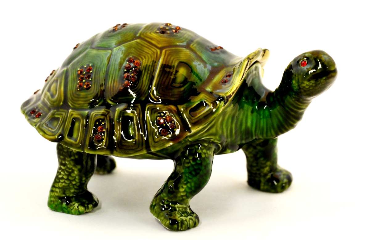 Big Turtle Trinket Box - Gold Plated with Swarovski Crystals