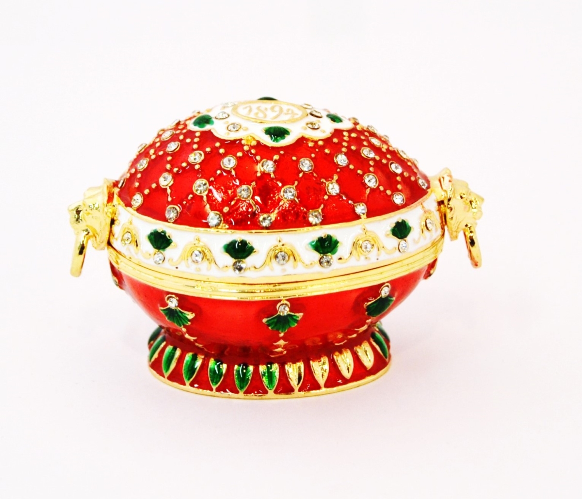 Picture of Ciel Collectables 1013808A Faberge Style Egg Gold Plating Trinket Box - Red Enamel & Clear Swarovski Crystals