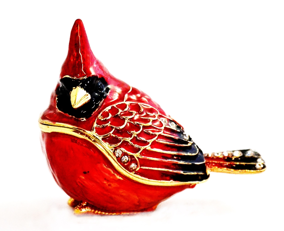 Picture of Ciel Collectables 1013077 Small Cardinal Gold Plating Trinket Box - Swarovski Crystals & Red Enamel