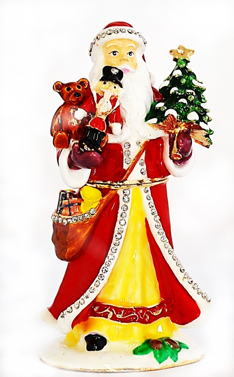 1131801 Big Santaclause Gold Plating Trinket Box - Swarovski Crystals & Enamel