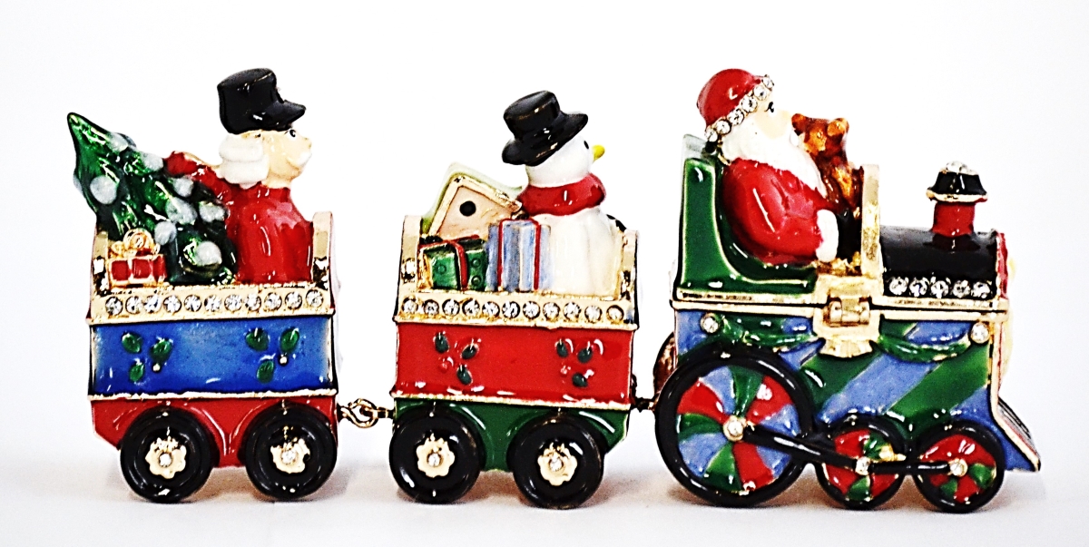 1131807 Holiday Train Set Gold Plating Trinket Box - Swarovski Crystals & Enamel