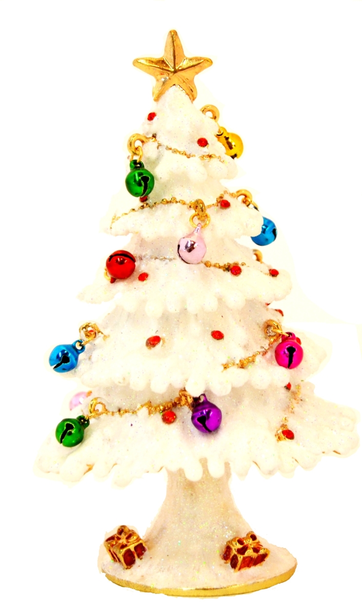 1141708B Christmas Tree Gold Plating Trinket Box with Decorations - Swarovski Crystals & Enamel