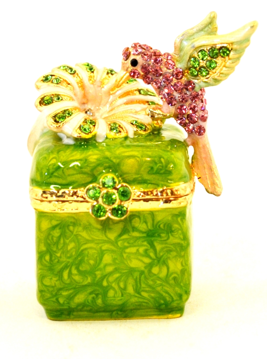 Hummingbird Trinket Box - Gold Plated with Swarovski Crystals