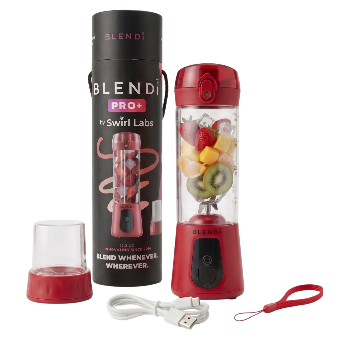 -PRO-RED 17 oz Pro Plus Ice Crushing Portable Blender - Red