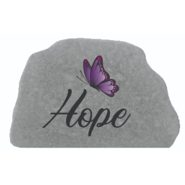 6.5 x 4.5 in. Hope Color Stone with Purple Butterfly