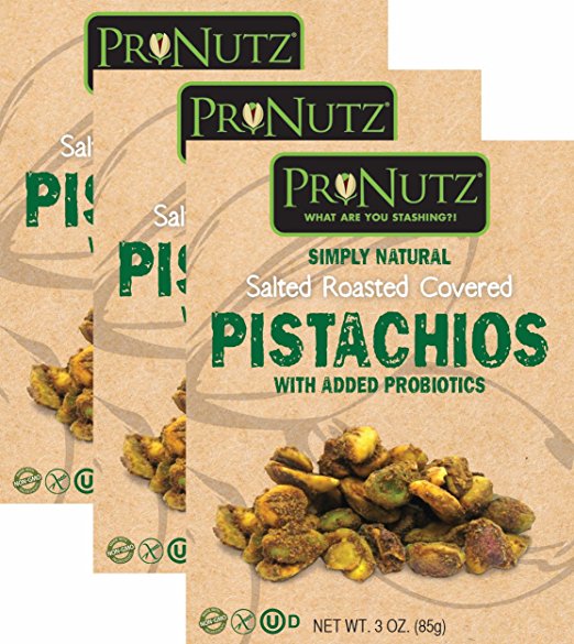 Picture of Pronutz prn 342 3 oz Salted Roasted Covered Pistachios with Probiotics - Pack of 3