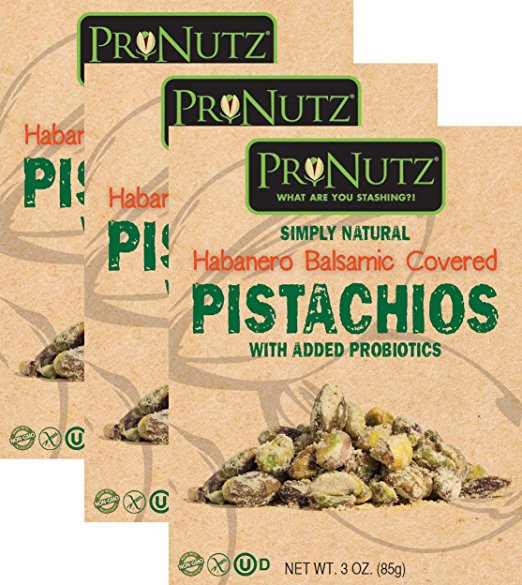 Picture of Pronutz prn 344 3 oz Habanero Balsamic Covered Pistachios with Probiotics - Pack of 3