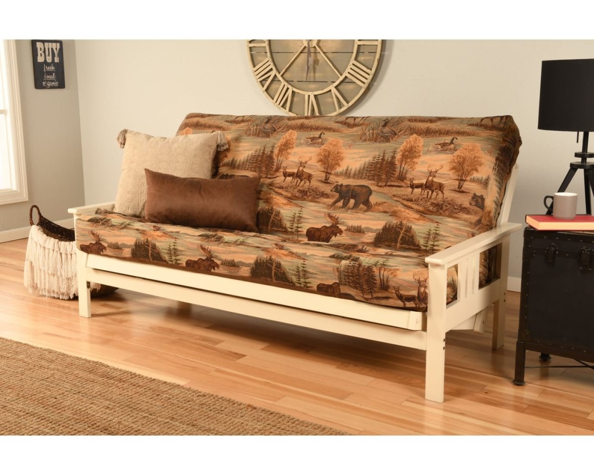 KFMOAWCANLF5MD3 Monterey Antique White Futon Frame with Canadian Mattress - Full Size -  Kodiak