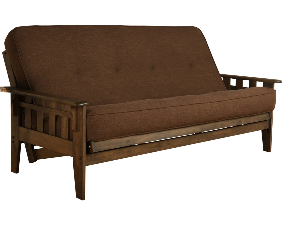 Picture of Kodiak KFTSRWLCOCLF6MD3 Tucson Rustic Walnut Futon Frame with Linen Cocoa Mattress - Full Size