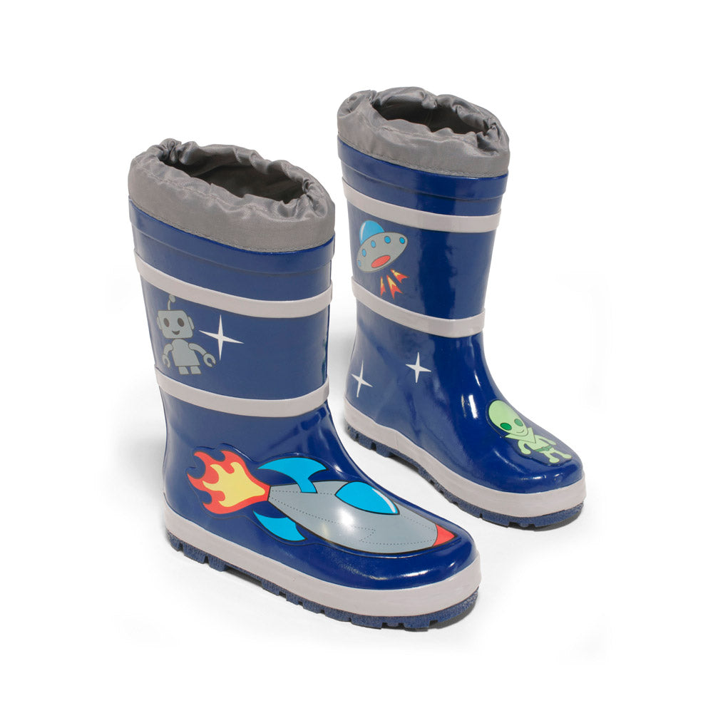 MFBOOT-SPACE Natural Rubber Blue Space Hero Rain Boots