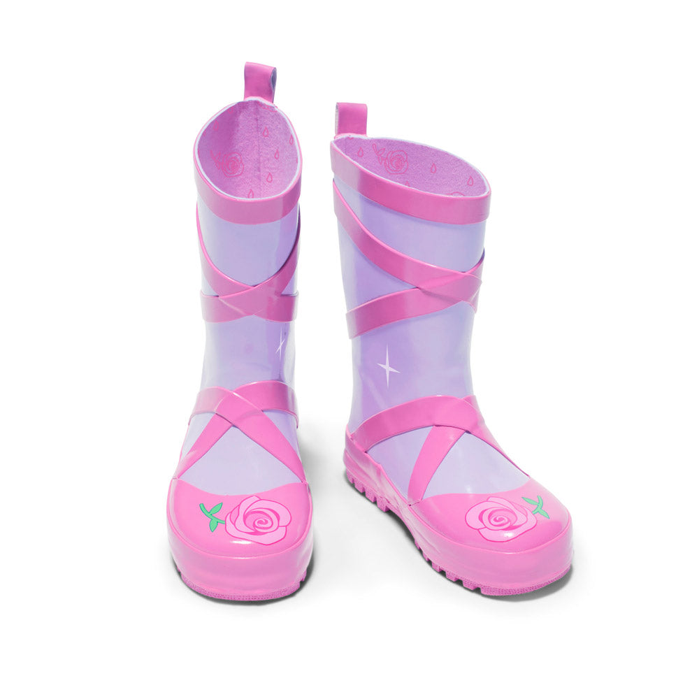 BOOT-BALLETS1 Natural Rubber Purple Ballet Rain Boots - Size 1