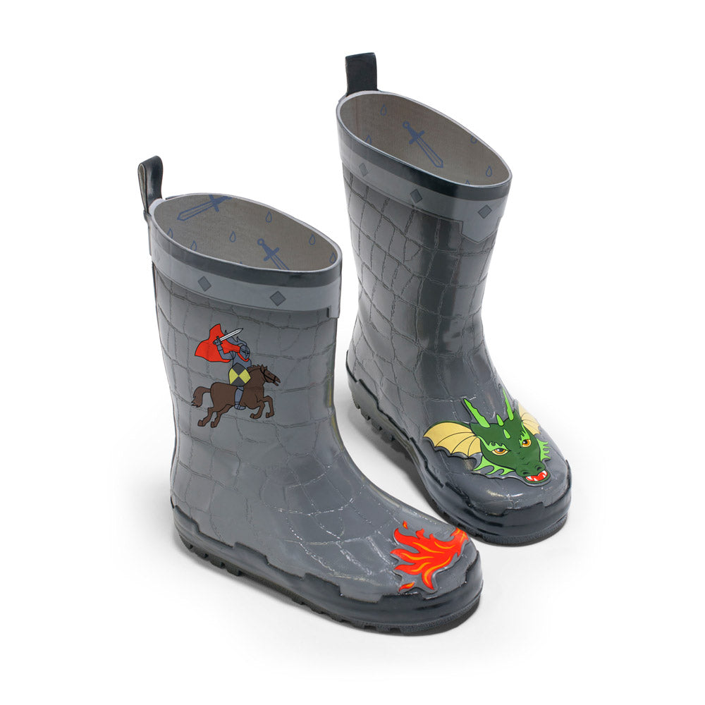 MFBOOT-KNIGHT Natural Rubber Grey Dragon Knight Rain Boots