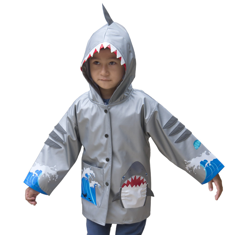 PMFCOAT-SHARK 100 Percent PU with Comfy Polyester Linning Grey Shark PU Raincoat