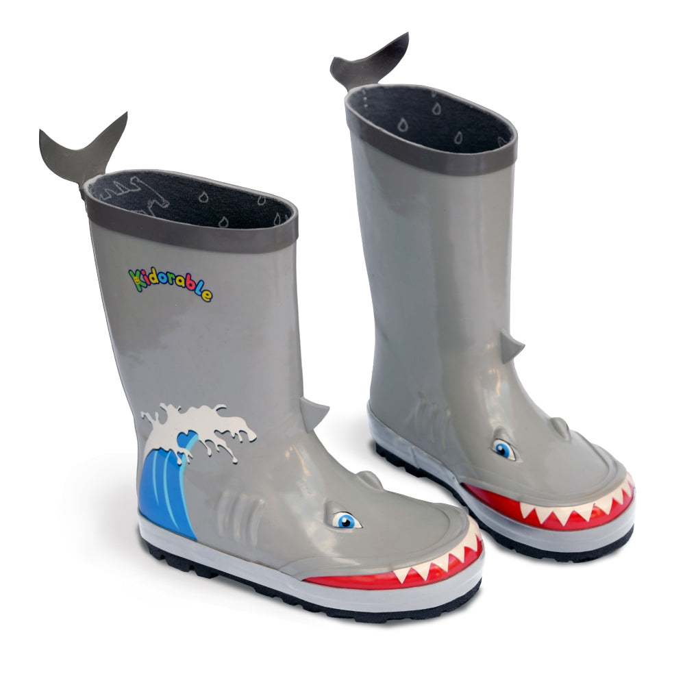 BOOT-SHARK 6 Natural Rubber Grey Shark Rain Boots - Size 6